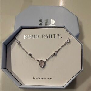 Silver Necklace with Pink Stone